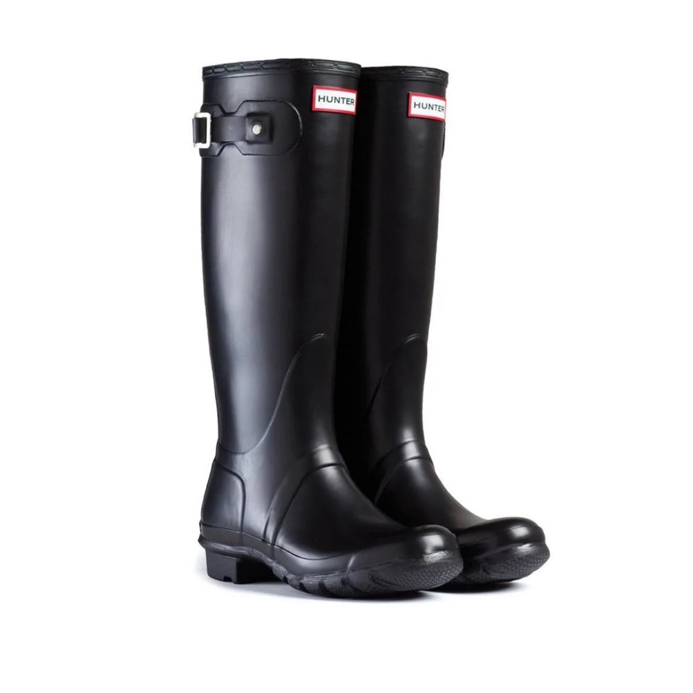 Tall black hunter boots